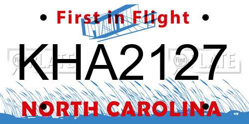 KHA2127 North Carolina License Plate