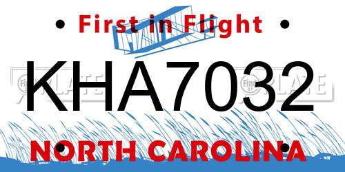 KHA7032 North Carolina License Plate
