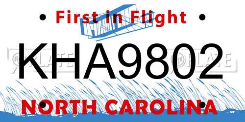 KHA9802 North Carolina License Plate