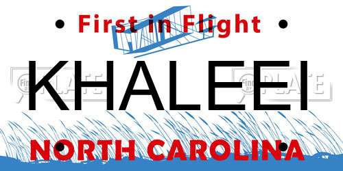 KHALEEI North Carolina License Plate