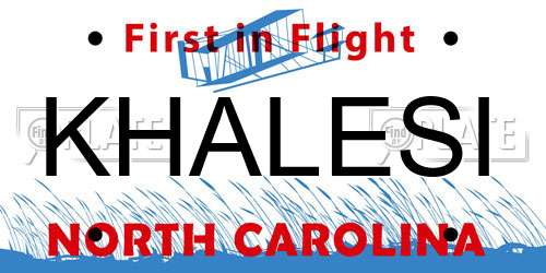 KHALESI North Carolina License Plate