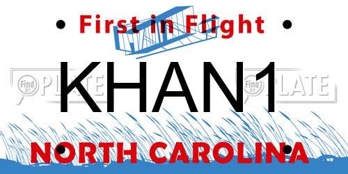 KHAN1 North Carolina License Plate