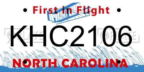 KHC2106 North Carolina License Plate