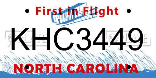 KHC3449 North Carolina License Plate