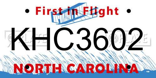 KHC3602 North Carolina License Plate