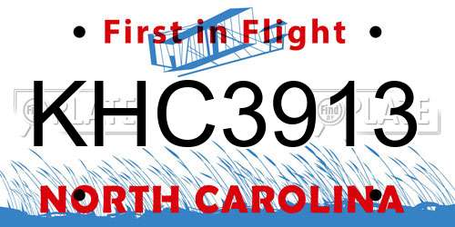 KHC3913 North Carolina License Plate