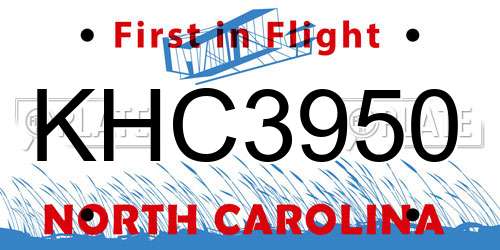 KHC3950 North Carolina License Plate