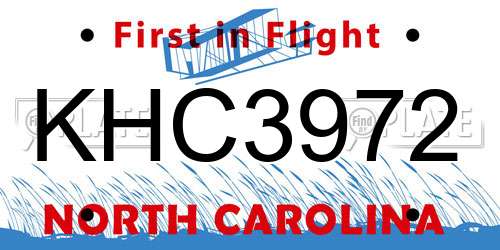 KHC3972 North Carolina License Plate