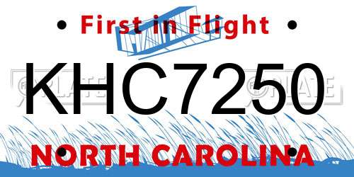 KHC7250 North Carolina License Plate