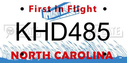 KHD485 North Carolina License Plate