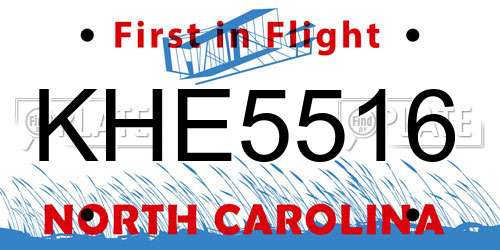 KHE5516 North Carolina License Plate