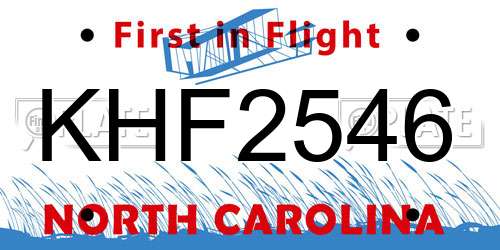 KHF2546 North Carolina License Plate