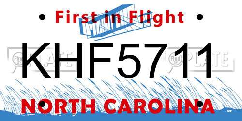 KHF5711 North Carolina License Plate