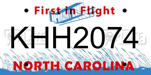 KHH2074 North Carolina License Plate