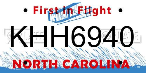 KHH6940 North Carolina License Plate