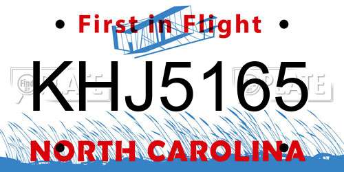 KHJ5165 North Carolina License Plate