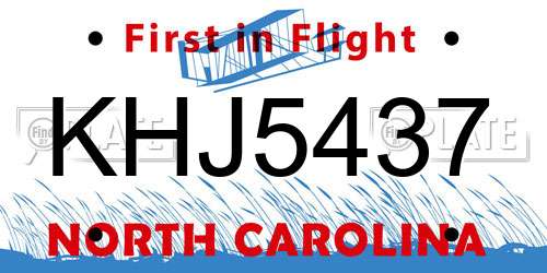 KHJ5437 North Carolina License Plate
