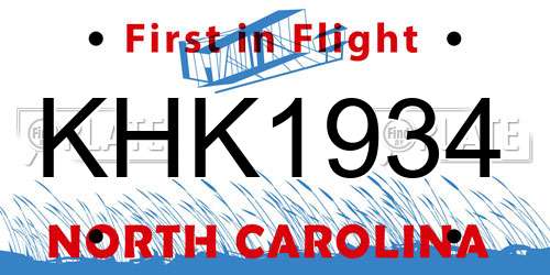 KHK1934 North Carolina License Plate