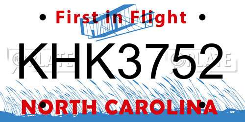 KHK3752 North Carolina License Plate