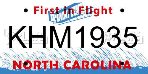 KHM1935 North Carolina License Plate