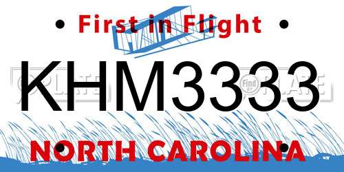 KHM3333 North Carolina License Plate