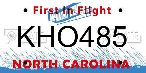 KHO485 North Carolina License Plate