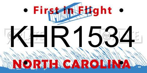KHR1534 North Carolina License Plate