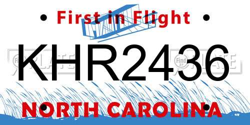 KHR2436 North Carolina License Plate