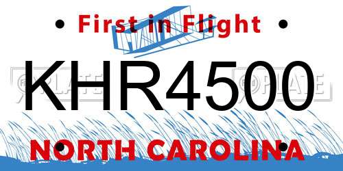 KHR4500 North Carolina License Plate