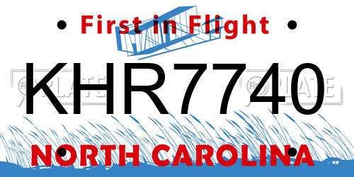KHR7740 North Carolina License Plate
