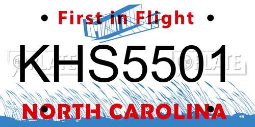 KHS5501 North Carolina License Plate