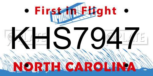 KHS7947 North Carolina License Plate