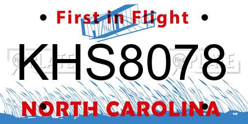 KHS8078 North Carolina License Plate
