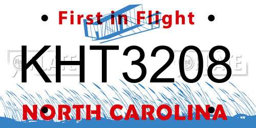 KHT3208 North Carolina License Plate