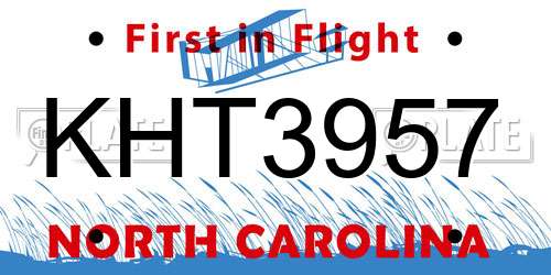 KHT3957 North Carolina License Plate
