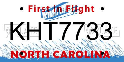 KHT7733 North Carolina License Plate