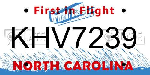 KHV7239 North Carolina License Plate