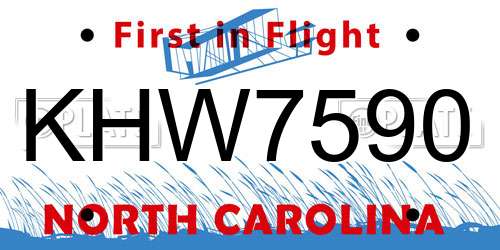 KHW7590 North Carolina License Plate