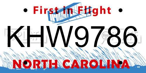 KHW9786 North Carolina License Plate