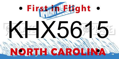 KHX5615 North Carolina License Plate