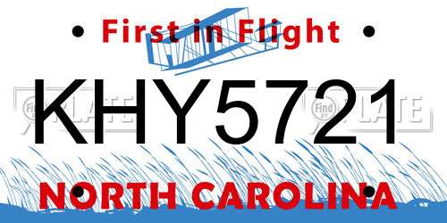KHY5721 North Carolina License Plate
