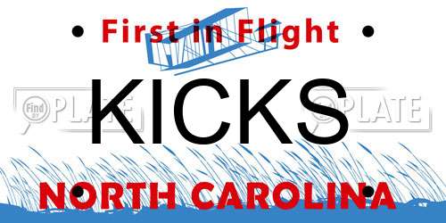 KICKS North Carolina License Plate