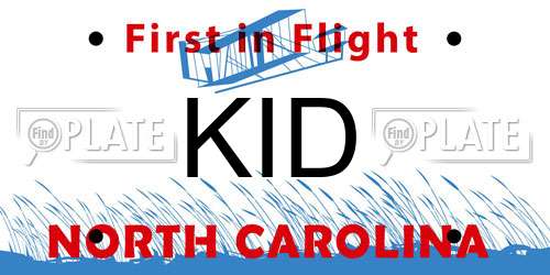 KID North Carolina License Plate