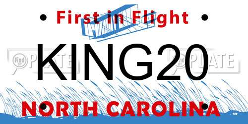 KING20 North Carolina License Plate