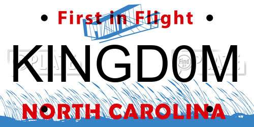 KINGD0M North Carolina License Plate