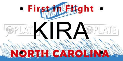 KIRA North Carolina License Plate