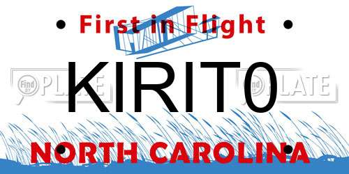 KIRIT0 North Carolina License Plate