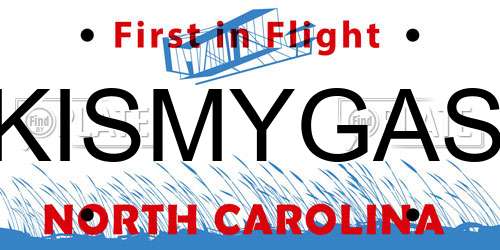 KISMYGAS North Carolina License Plate