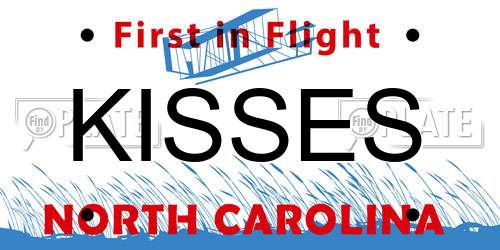 KISSES North Carolina License Plate