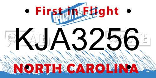KJA3256 North Carolina License Plate